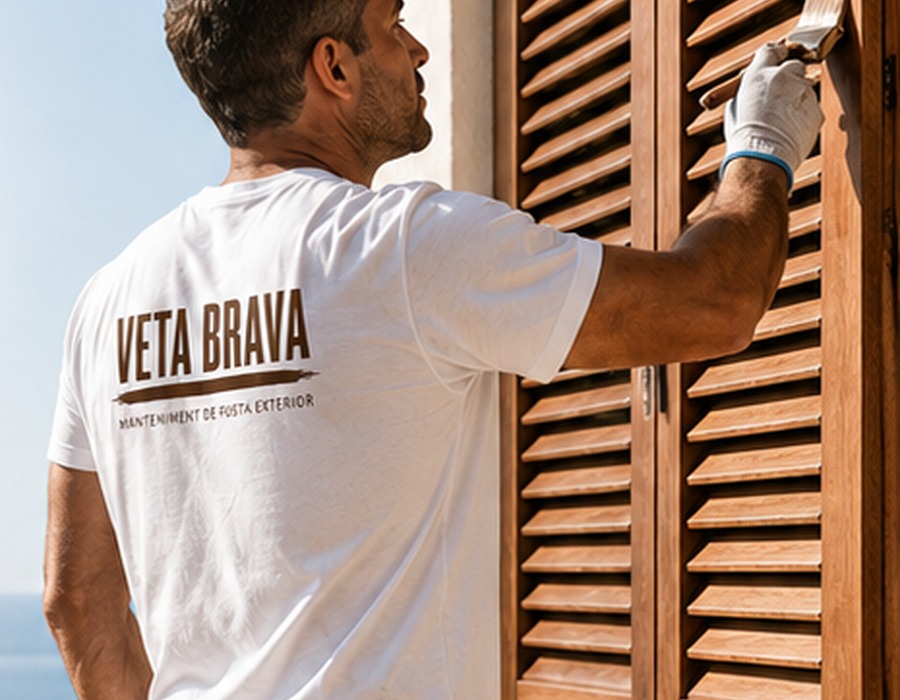 Aplicació de protector sobre porticons de fusta exterior